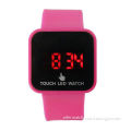 Promotion Pink Silicone Led Watch Digital Touch Screen Watches For Girl